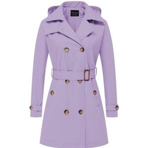 HOT WOMEN'S Double Breasted Trench Coats Light Purple